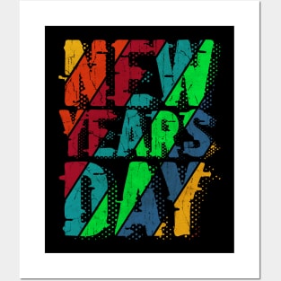 vintage color New Years Day Posters and Art